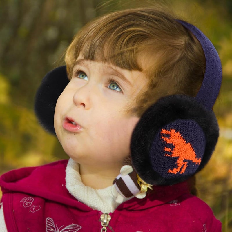BUTITNOW Toddler Kids Knit Dinosaur Earmuffs Soft Plush Comfortable Winter Outdoor Ear Warmers for Boys Girls - Image 5